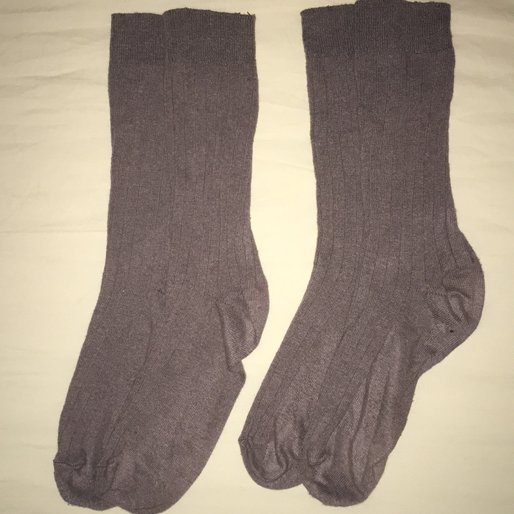 Brown Ribbed Crew Cut Socks 2 Pairs